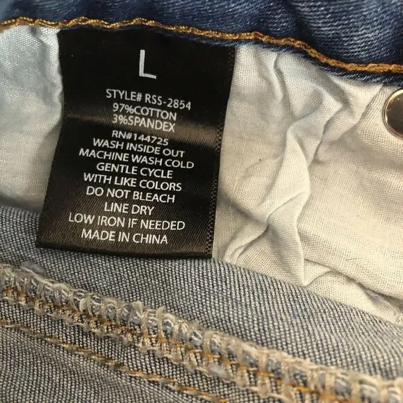 American Bazi jean shorts women’s large blue denim raw edge chain medium wash - Picture 5 of 7